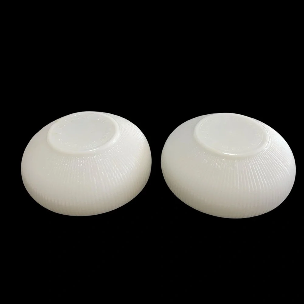 Vintage E.O. Brody Milk Glass Ribbed Bowls Pair MCM Cleveland USA 6.25